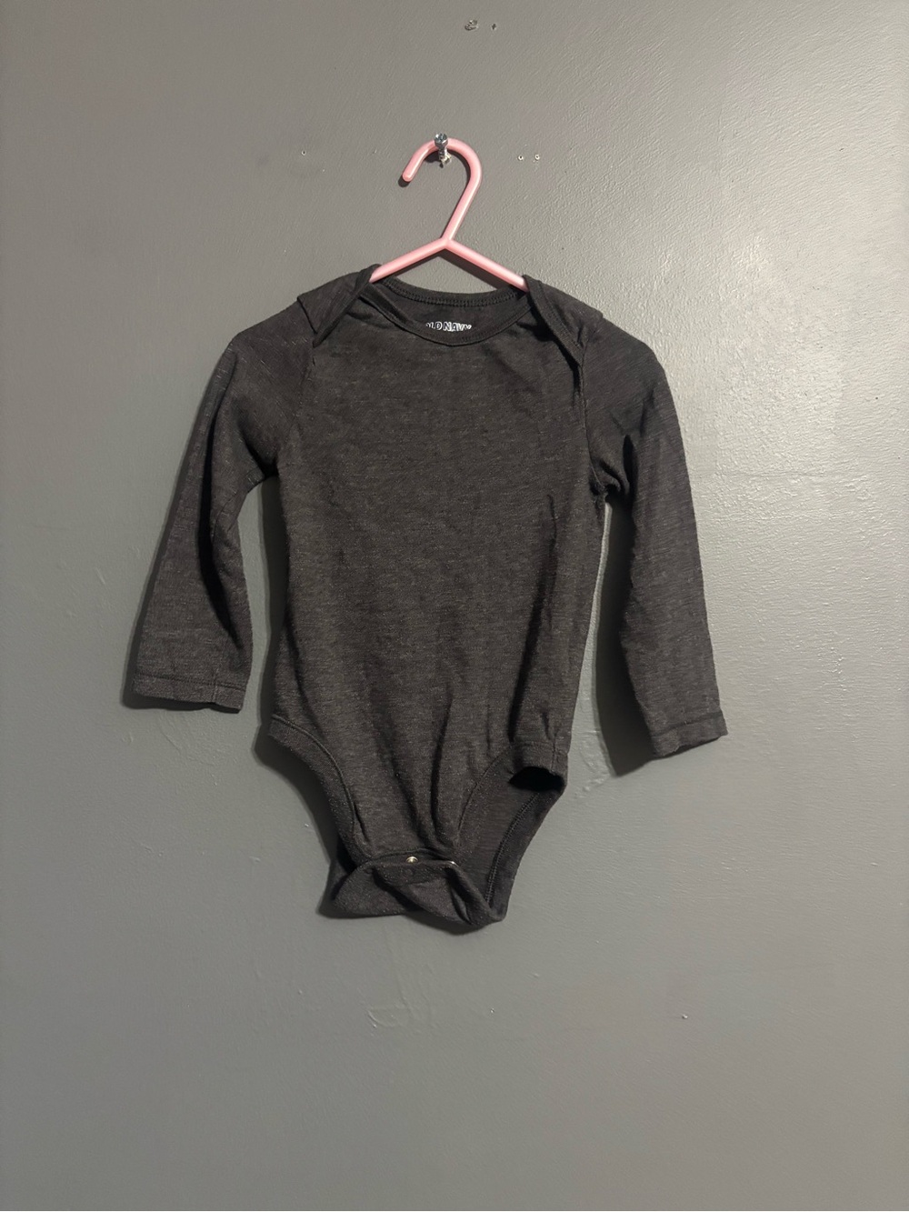 Old Navy dark Gray Long Sleeve classic fall minimalist Bodysuit 18-24 Month